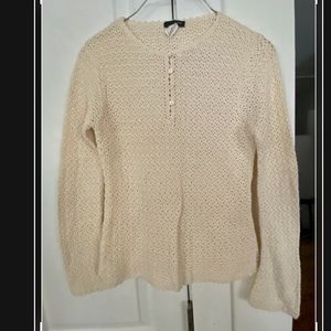 EUC! JCrew Ecru Color 100%Cotton knit sweater M.O.P. Buttons size XS women’s